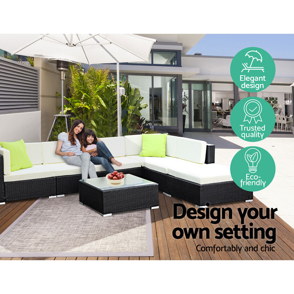 3 Piece Outdoor Wicker Sofa Chair Set - Black Homecoze