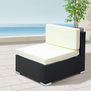 3 Piece Outdoor Wicker Sofa Chair Set - Black - Homecoze