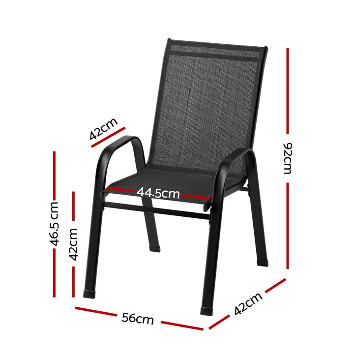 Set of 4 Outdoor Patio Stackable Bistro Chair Set - Black Homecoze