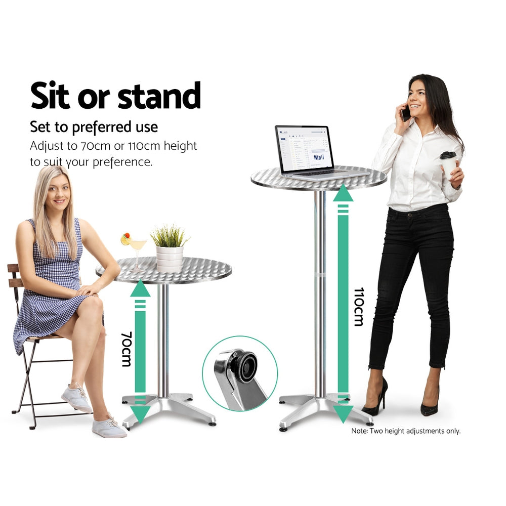 Round Aluminium Outdoor 60cm Bar Table - Homecoze