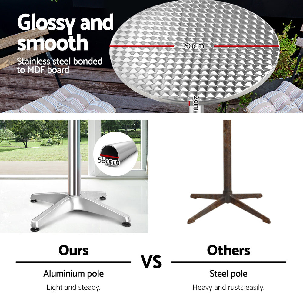 Round Aluminium Outdoor 60cm Bar Table - Homecoze