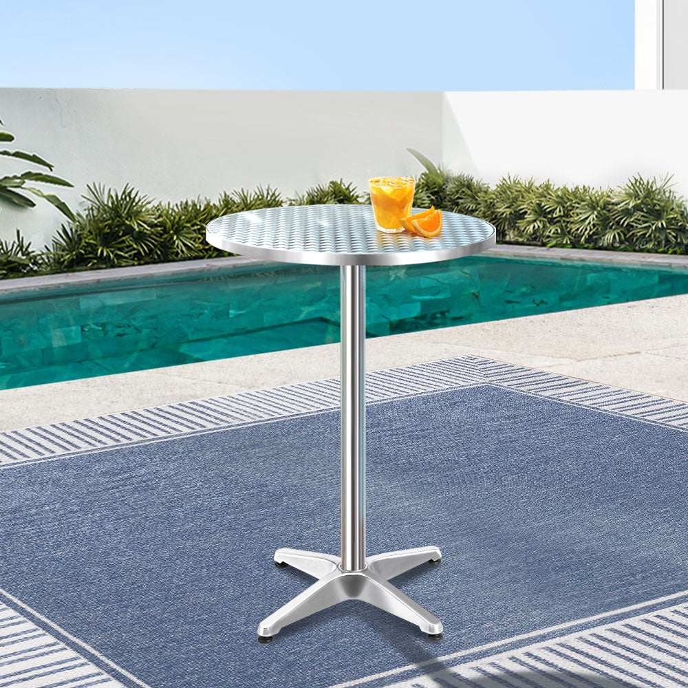 Adjustable Height Aluminium Outdoor 60cm Bar Table Homecoze