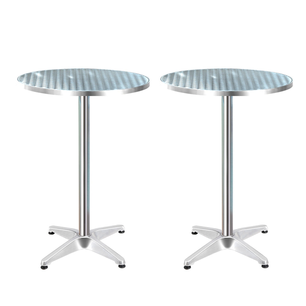 Set of 2 Round Aluminium Outdoor 60cm Bar Tables - Homecoze