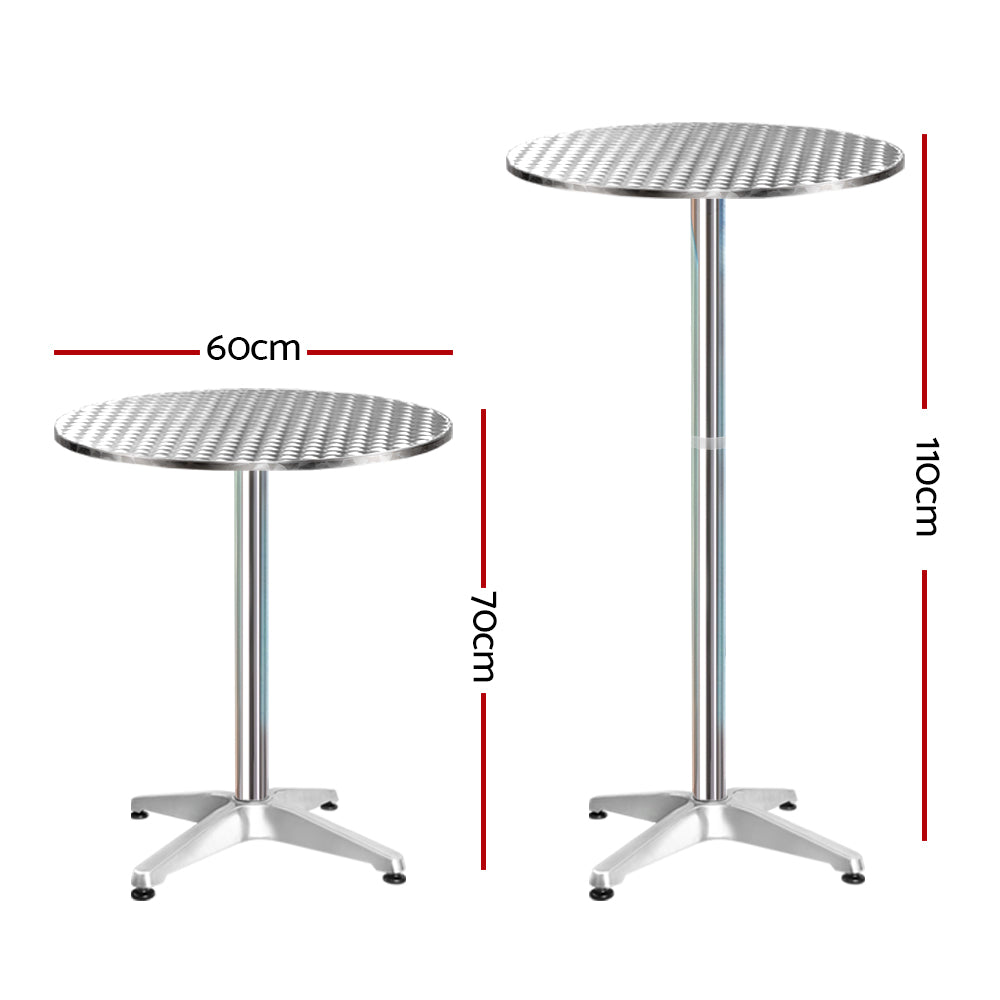 Set of 2 Round Aluminium Outdoor 60cm Bar Tables - Homecoze