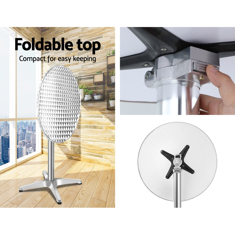 Set of 2 Round Aluminium Outdoor 60cm Bar Tables - Homecoze