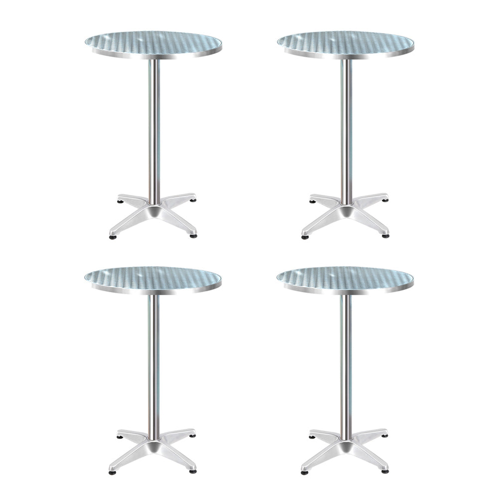 Set of 4 Round Aluminium Outdoor 60cm Bar Tables - Homecoze