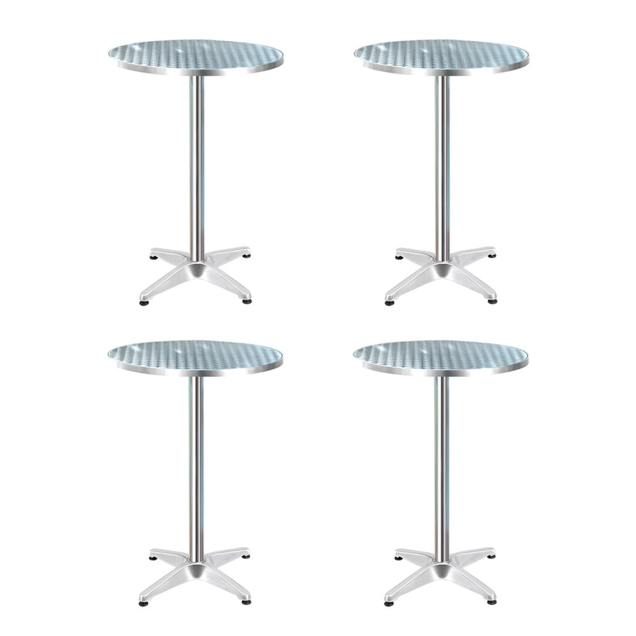 Set of 4 Round 60cm Outdoor Cafe Bar Tables Adjustable Height & Foldable Homecoze