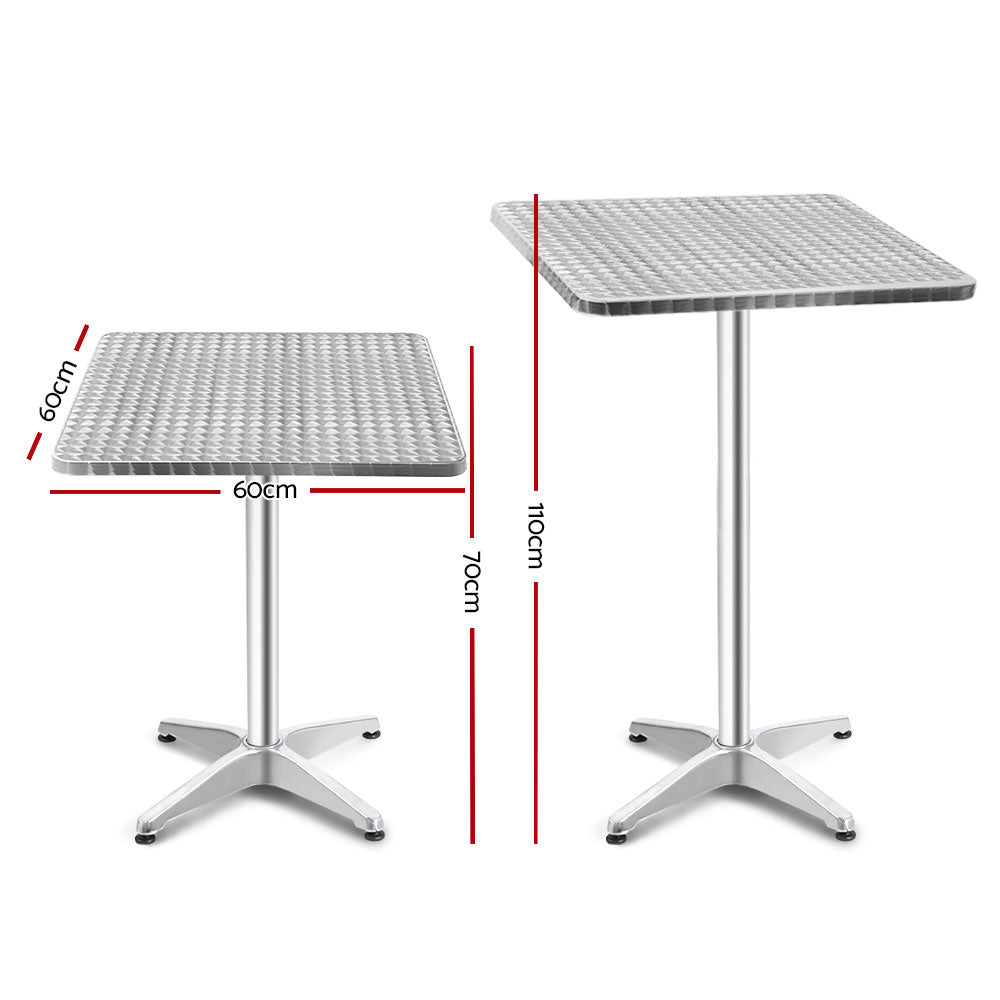 Square Aluminium Outdoor 60cm Bar Table - Homecoze