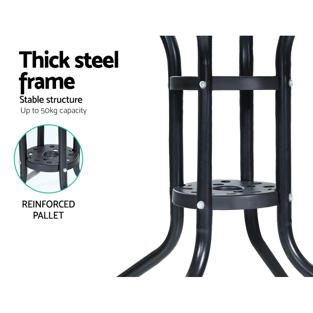 Outdoor Bistro 70CM Round Dining Table Bar Setting - Steel & Glass - Homecoze