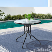Outdoor Bistro 70CM Round Dining Table Bar Setting - Steel & Glass - Homecoze