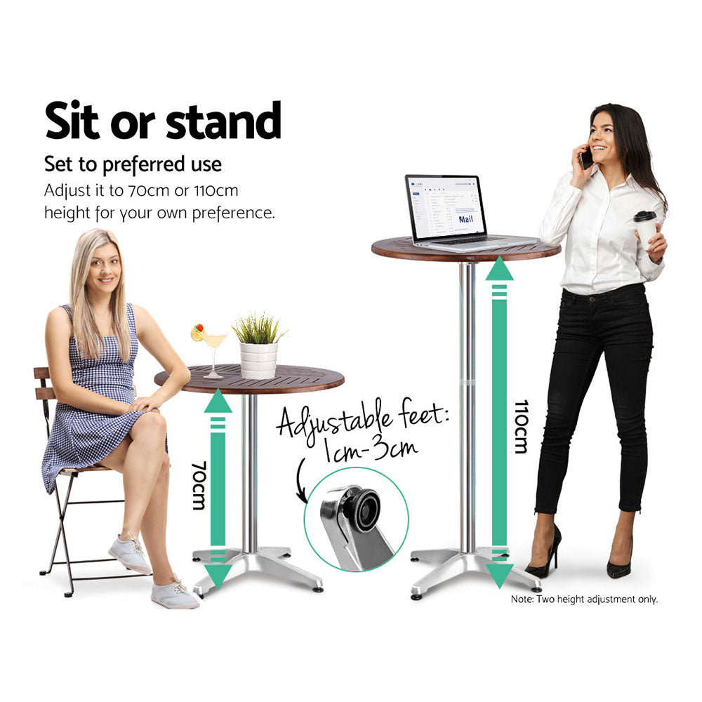 Adjustable Height Outdoor 60cm Bar Table - Homecoze