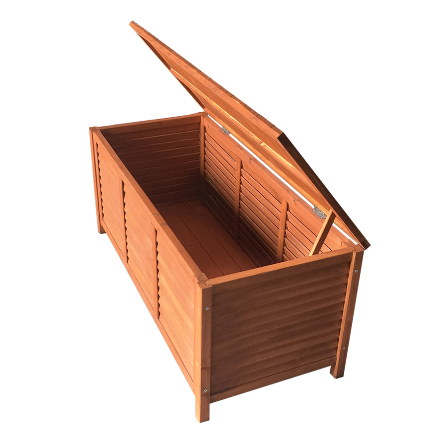 Outdoor Fir Wooden Storage Bench - Brown Homecoze