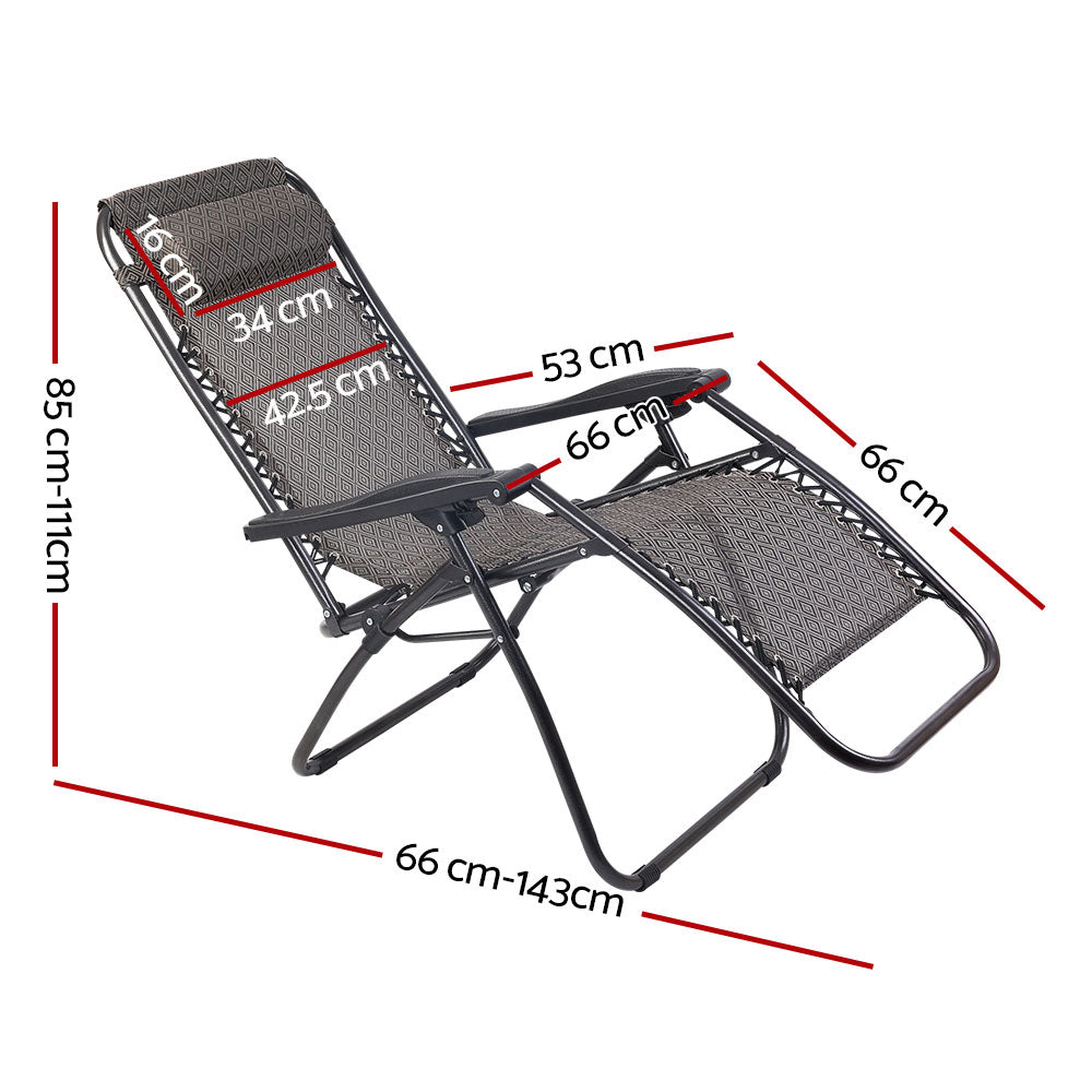 Zero Gravity Reclining Sun Lounge Sofa Chair - Black & Beige Homecoze