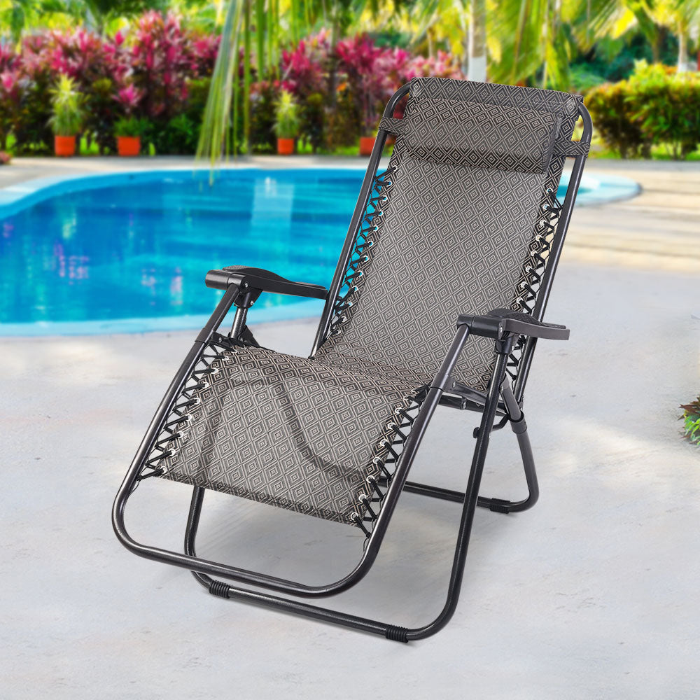 Outdoor Recliner Zero Gravity Chair - Beige/Brown - Homecoze