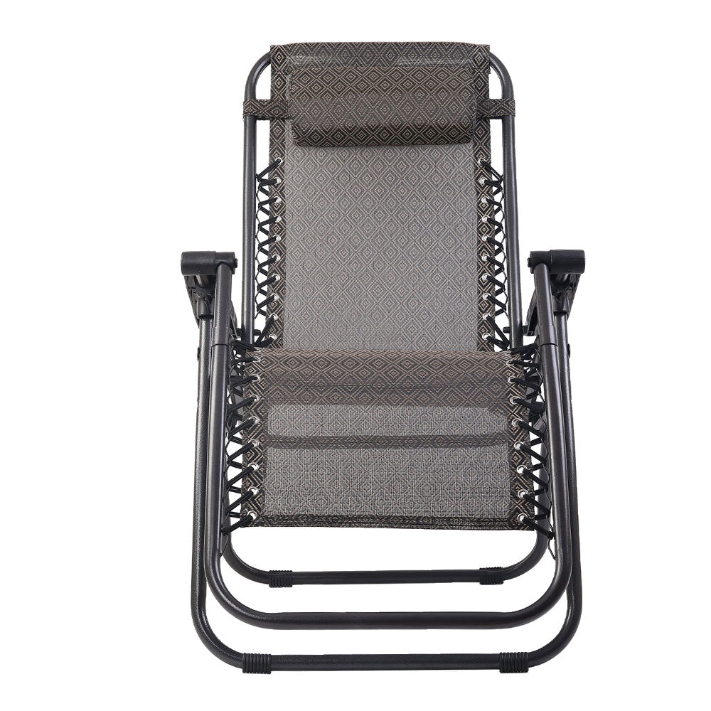 Set of 2 Outdoor Recliner Zero Gravity Chairs - Beige/Brown - Homecoze