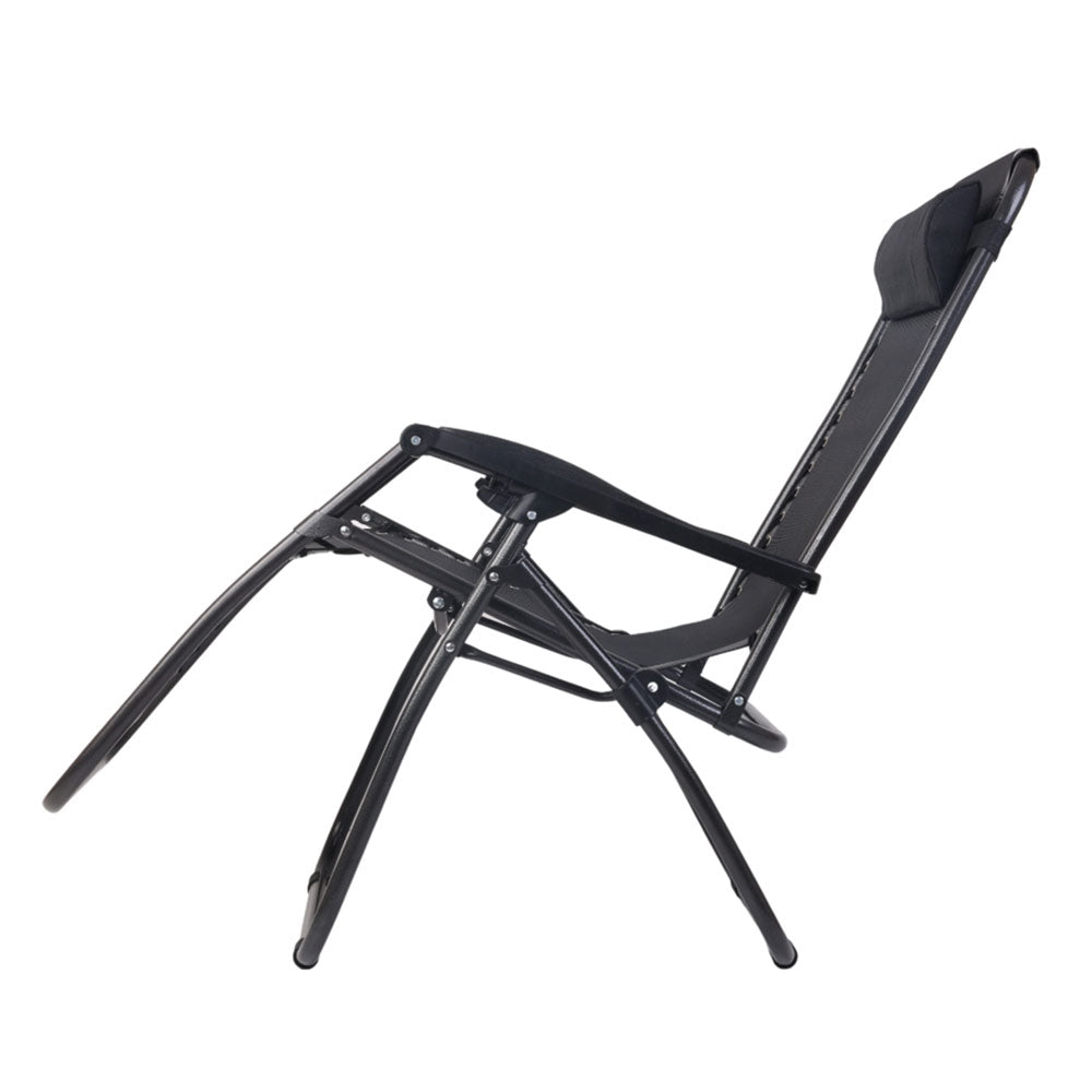 Set of 2 Zero Gravity Reclining Sun Lounge Sofa Chair - Black Homecoze