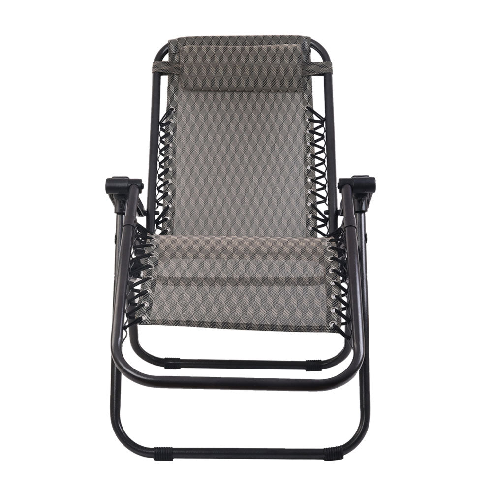 Set of 2 Zero Gravity Reclining Sun Lounge Sofa Chair - Grey Homecoze