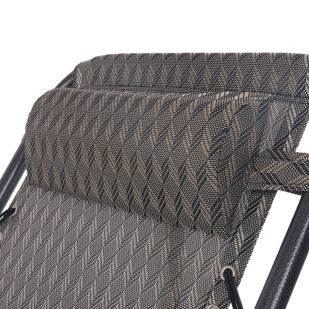 Set of 2 Zero Gravity Reclining Sun Lounge Sofa Chair - Grey Homecoze