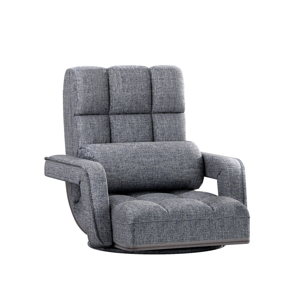 Floor Sofa Reclining Gaming Chair with Swivel Base - Grey Homecoze