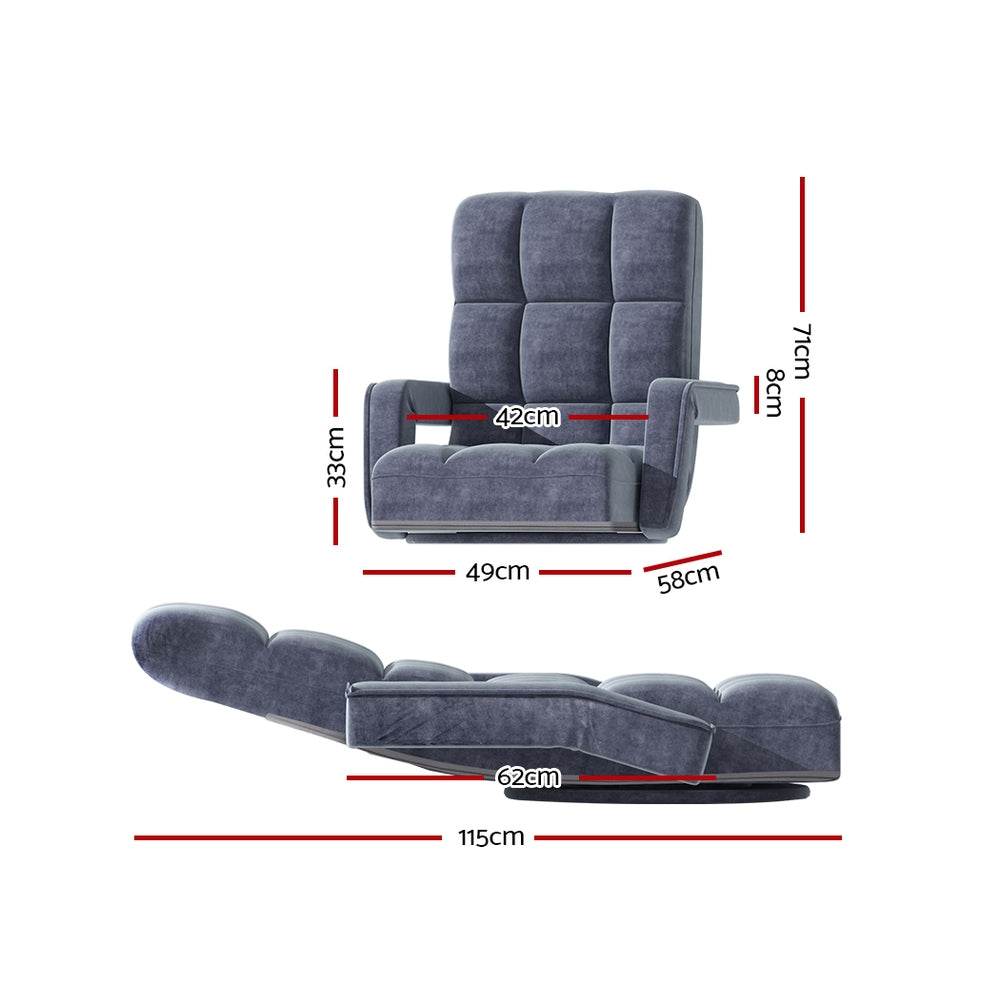 Floor Sofa Reclining Gaming Chair with Swivel Base - Charcoal Homecoze