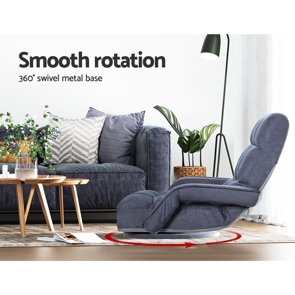 Floor Sofa Reclining Gaming Chair with Swivel Base - Charcoal Homecoze