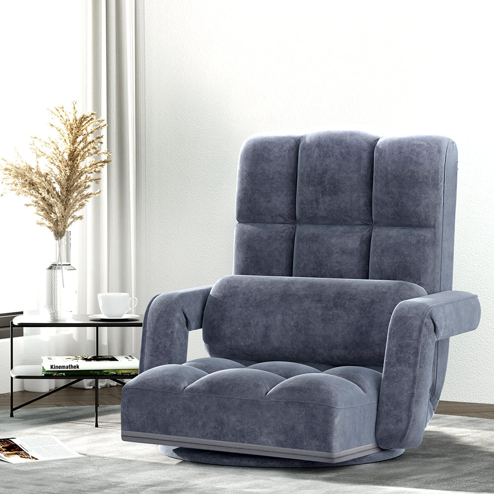 Floor Sofa Reclining Gaming Chair with Swivel Base - Charcoal Homecoze