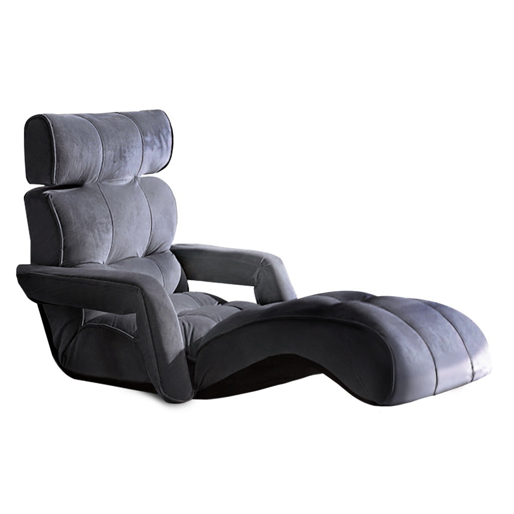 Adjustable Gaming Lounger with Arms - Charcoal Homecoze
