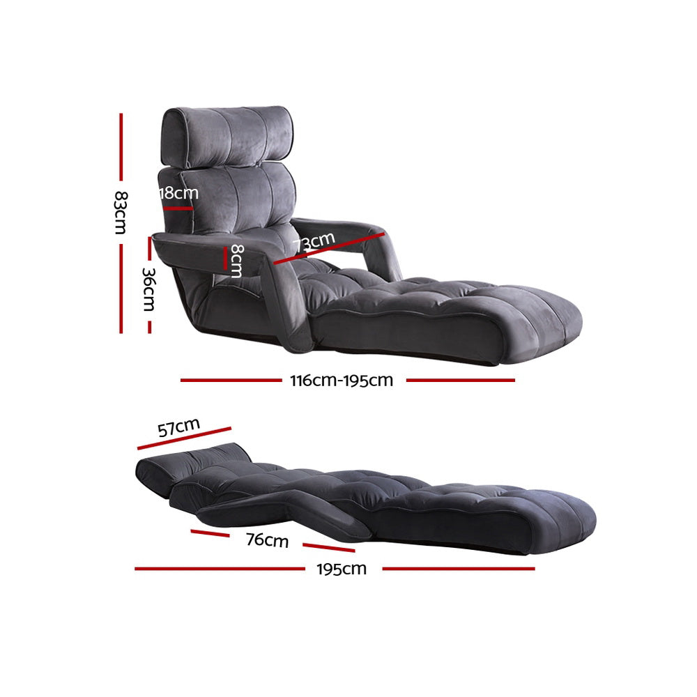 Adjustable Gaming Lounger with Arms - Charcoal Homecoze