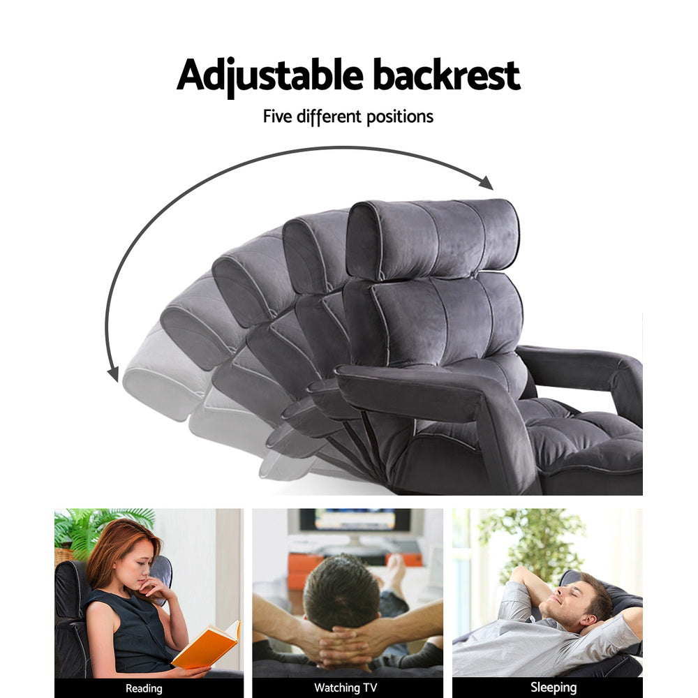 Adjustable Gaming Lounger with Arms - Charcoal Homecoze