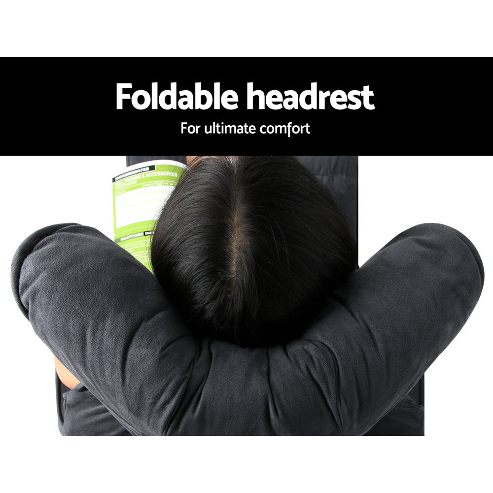 Adjustable Gaming Lounger with Arms - Charcoal Homecoze