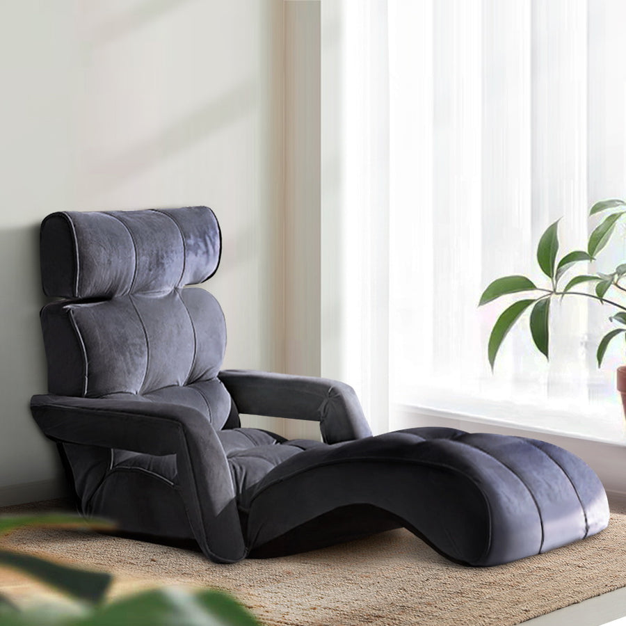 Adjustable Gaming Lounger with Arms - Charcoal Homecoze