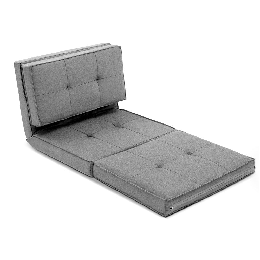 Single Seat Floor Sofa Adjustable Recliner Gaming Couch Bed Grey Linen Fabric Homecoze