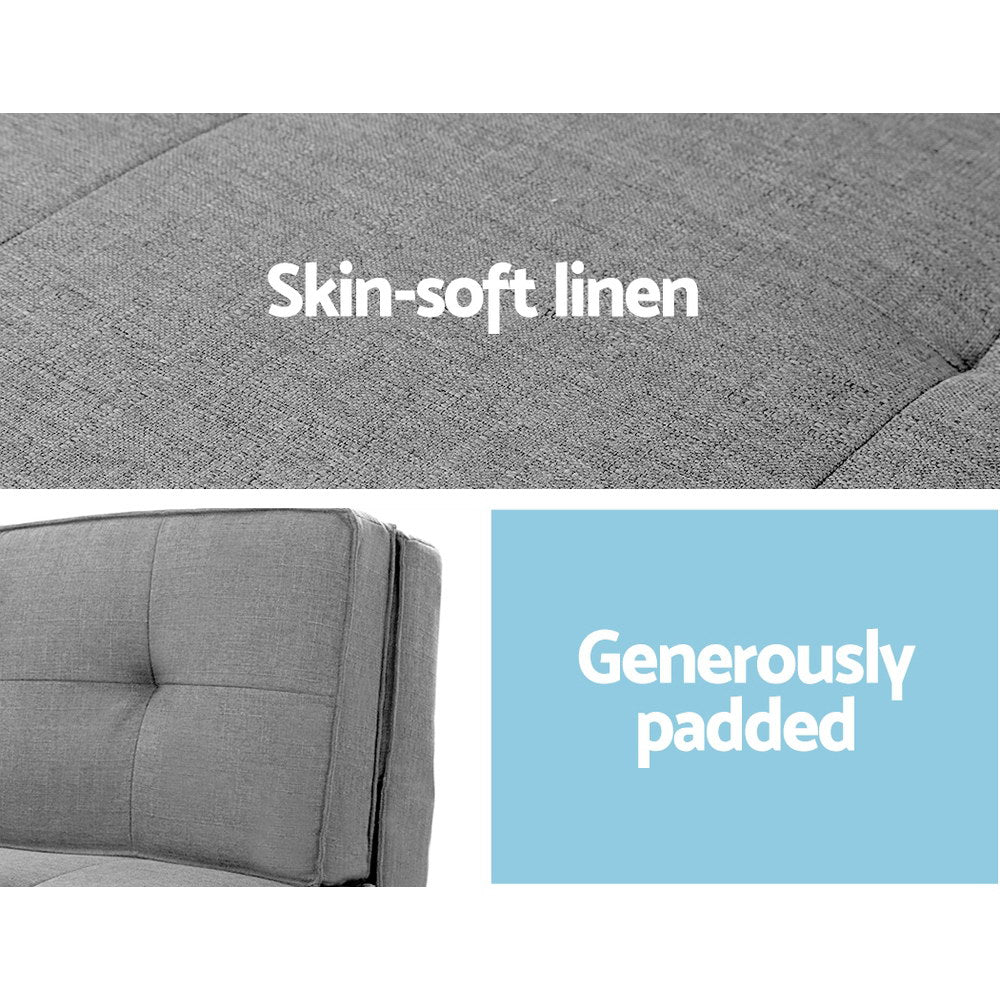 Single Seat Floor Sofa Adjustable Recliner Gaming Couch Bed Grey Linen Fabric Homecoze
