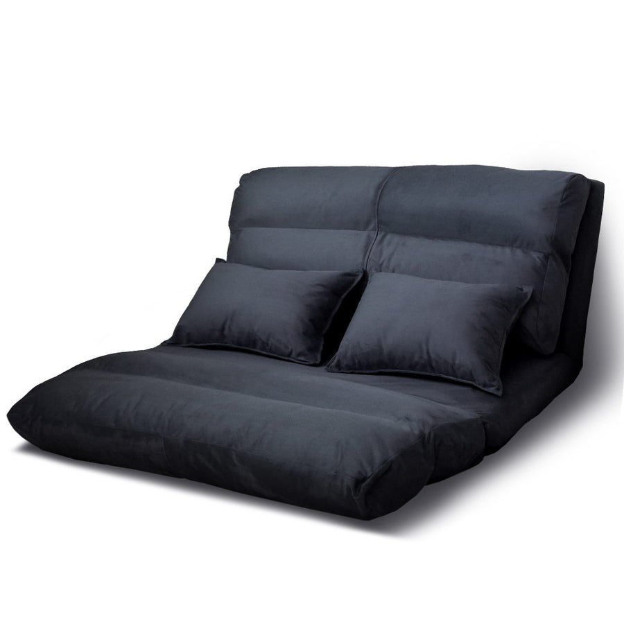 Adjustable Suede Lounge Gaming Sofa Bed Floor Recliner - Charcoal Homecoze
