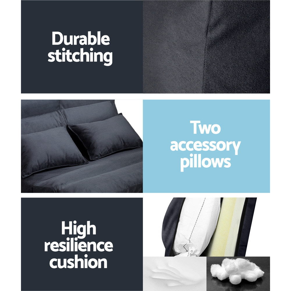 Adjustable Suede Lounge Gaming Sofa Bed Floor Recliner - Charcoal Homecoze