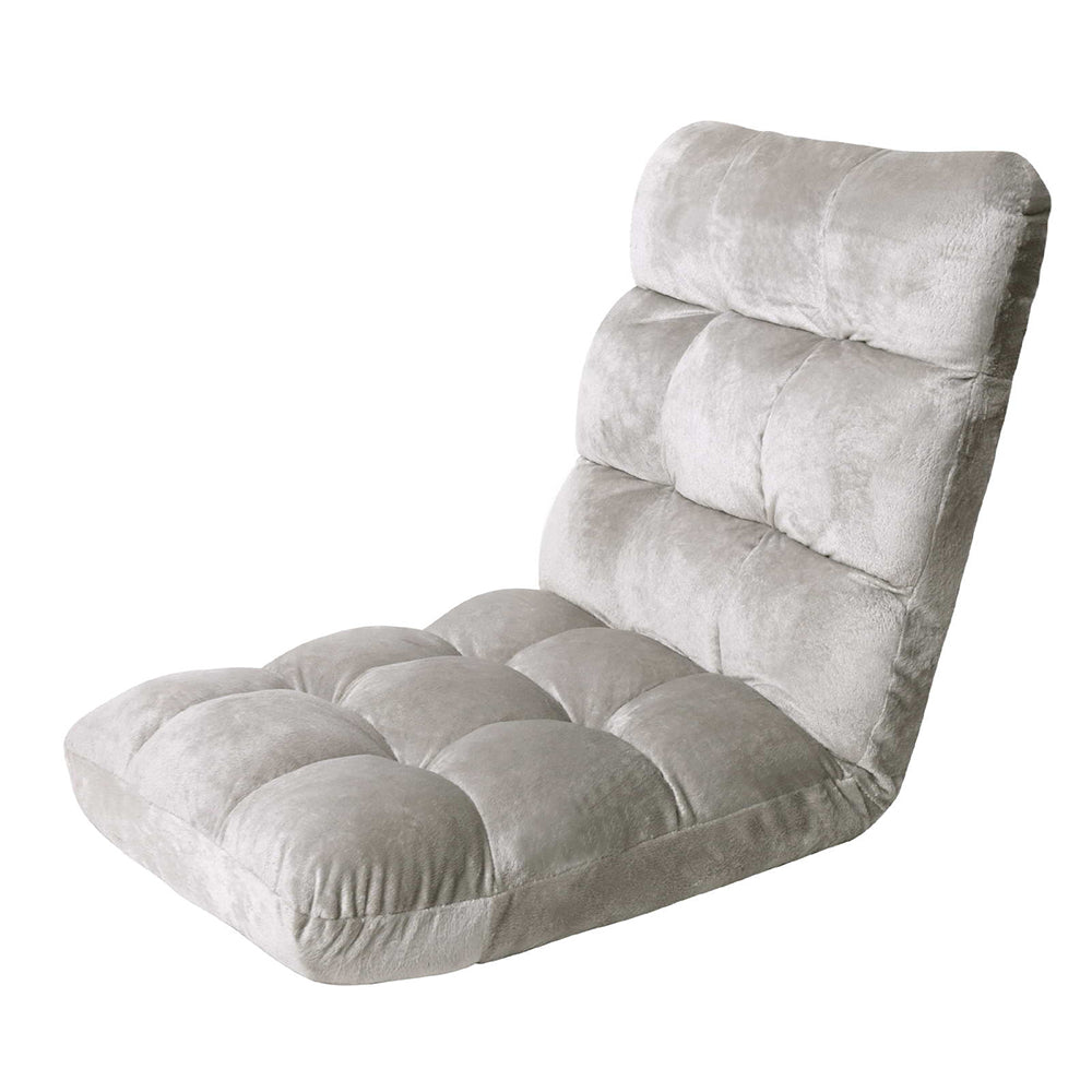 Single Seat Floor Sofa Adjustable Recliner Gaming Couch Bed Grey Flannel Fabric Homecoze