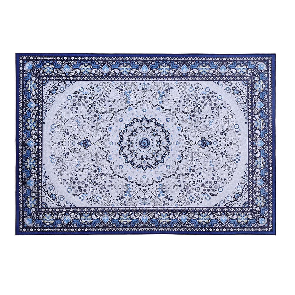 Extra Large Classic Exotic Blue Floor Rug Area Mat 200 x 290cm Homecoze