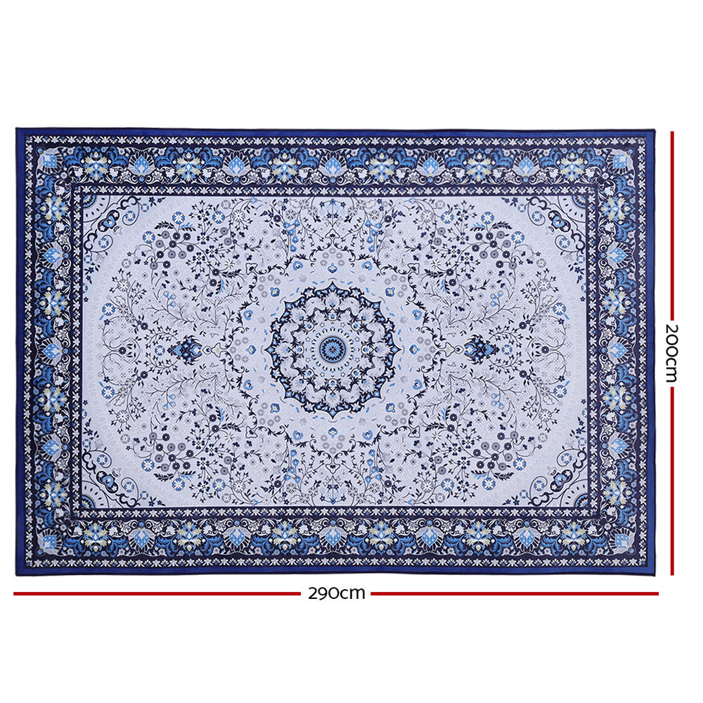 Extra Large Classic Exotic Blue Floor Rug Area Mat 200 x 290cm - Homecoze