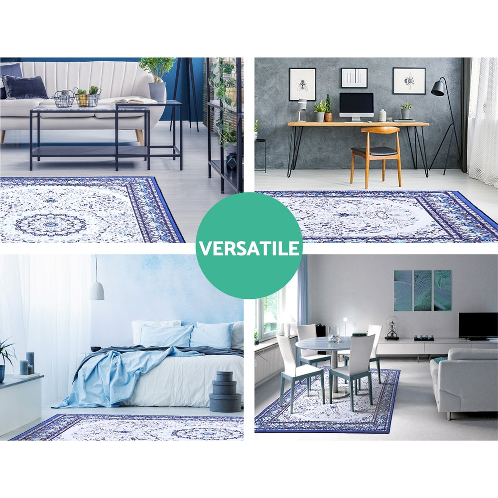 Extra Large Classic Exotic Blue Floor Rug Area Mat 200 x 290cm - Homecoze