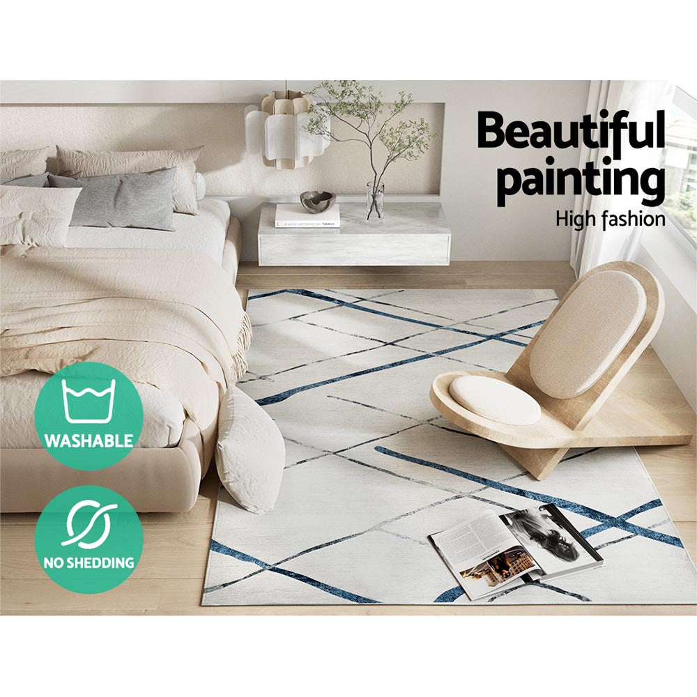 Large Modern Geometric Lines Chic Floor Rug Area Mat 160 x 230cm Homecoze
