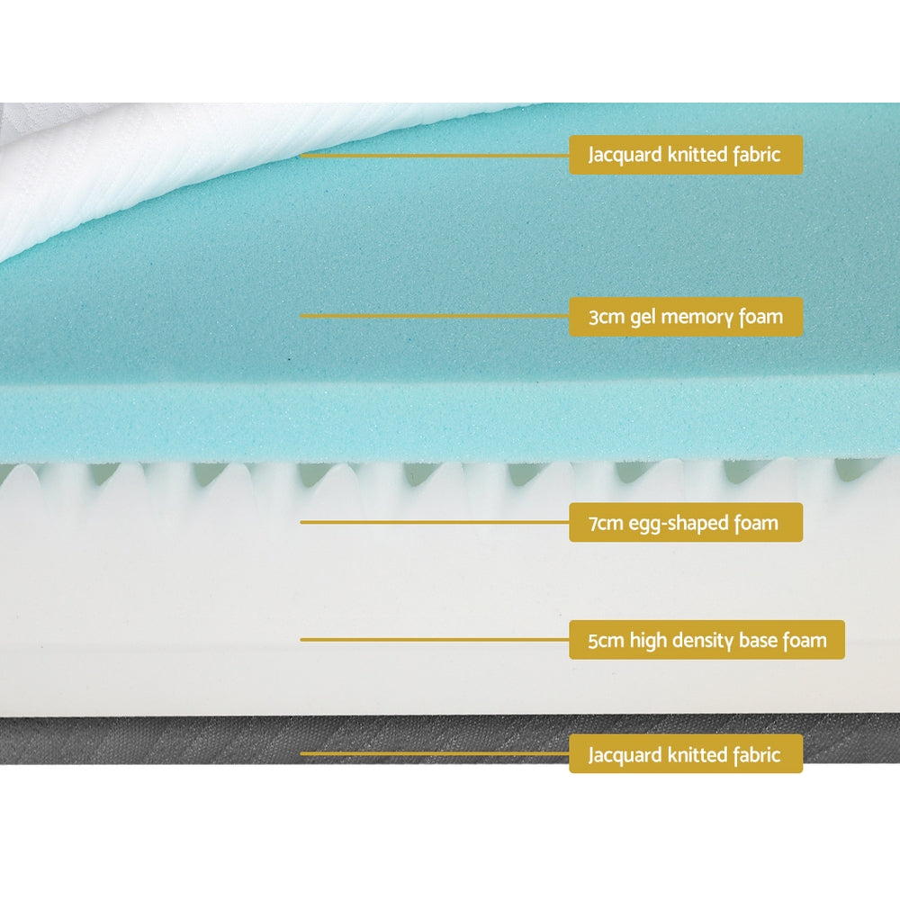 Double Memory Foam Cool Gel Mattress Dual Sided Non Spring Comfort 15cm Homecoze