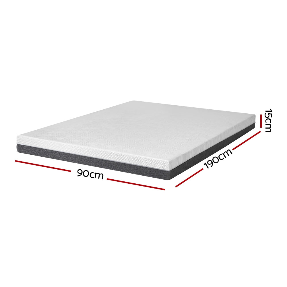 Single Memory Foam Cool Gel Mattress Dual Sided Non Spring Comfort 15cm Homecoze