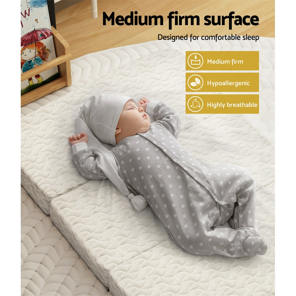 Infant Baby Foldable Portacot Mattress Cool Gel Memory Foam Travel Bed Bamboo Cover Homecoze