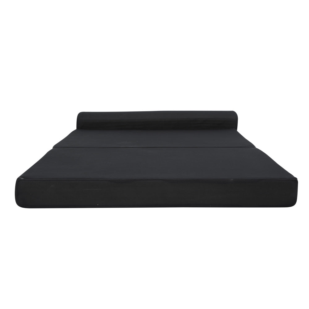 Double Size Folding Mattress Portable with Removable Cover 24cm Black Homecoze