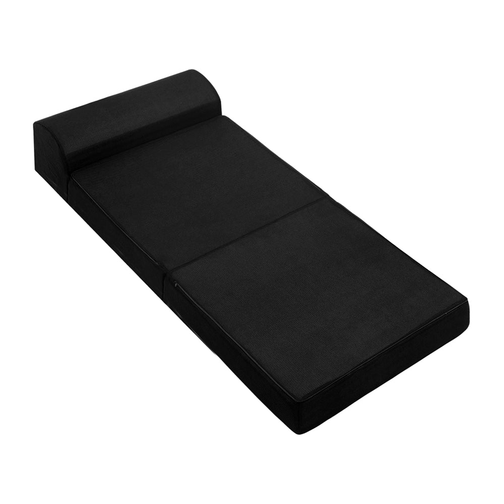 Single Size Folding Mattress Portable with Removable Cover 24cm Black Homecoze