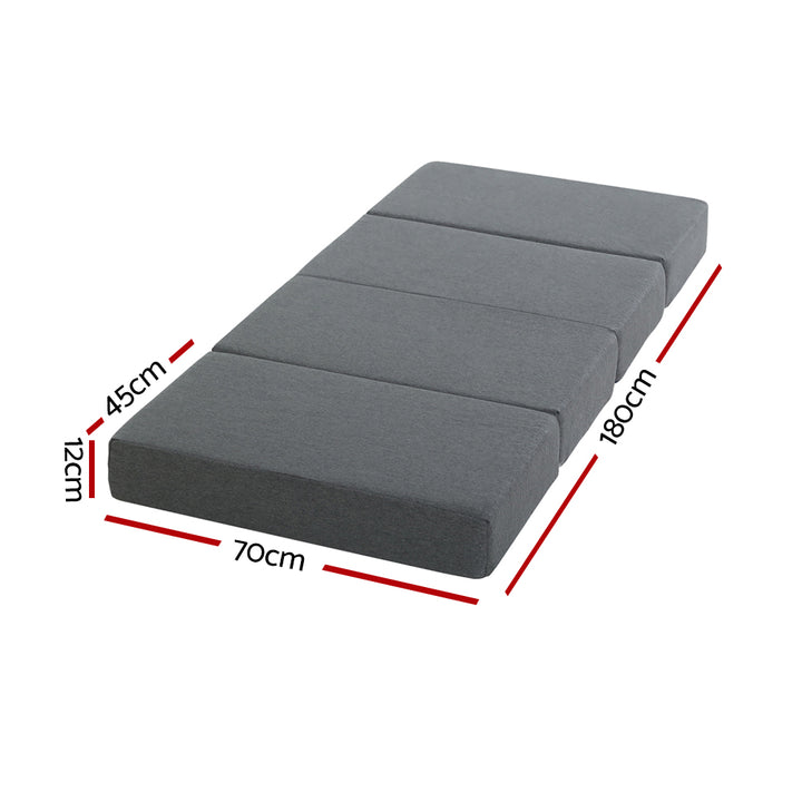 Portable Folding Mattress Foam Floor Bed Tri Fold Single 180cm x 70cm x 12cm Homecoze