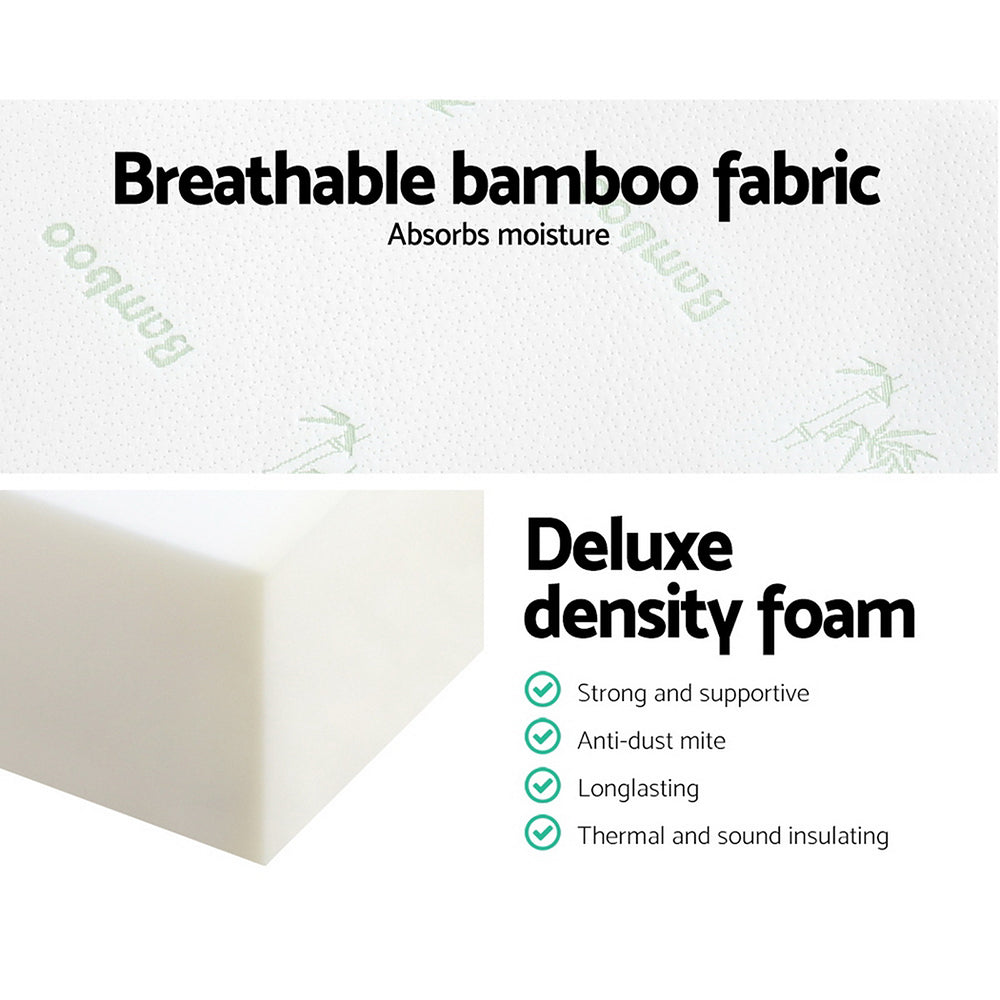 Single Size Folding Grey Foam with Bamboo Fabric Cover Portable 10cm Mattress Homecoze
