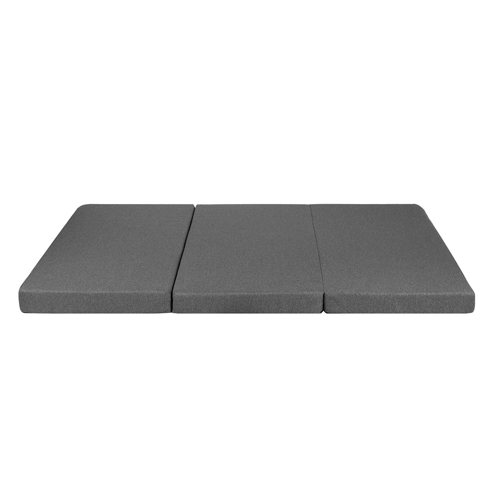 Double Size Folding Mattress 3-Fold Portable Medium Firmness 10cm Charcoal Homecoze