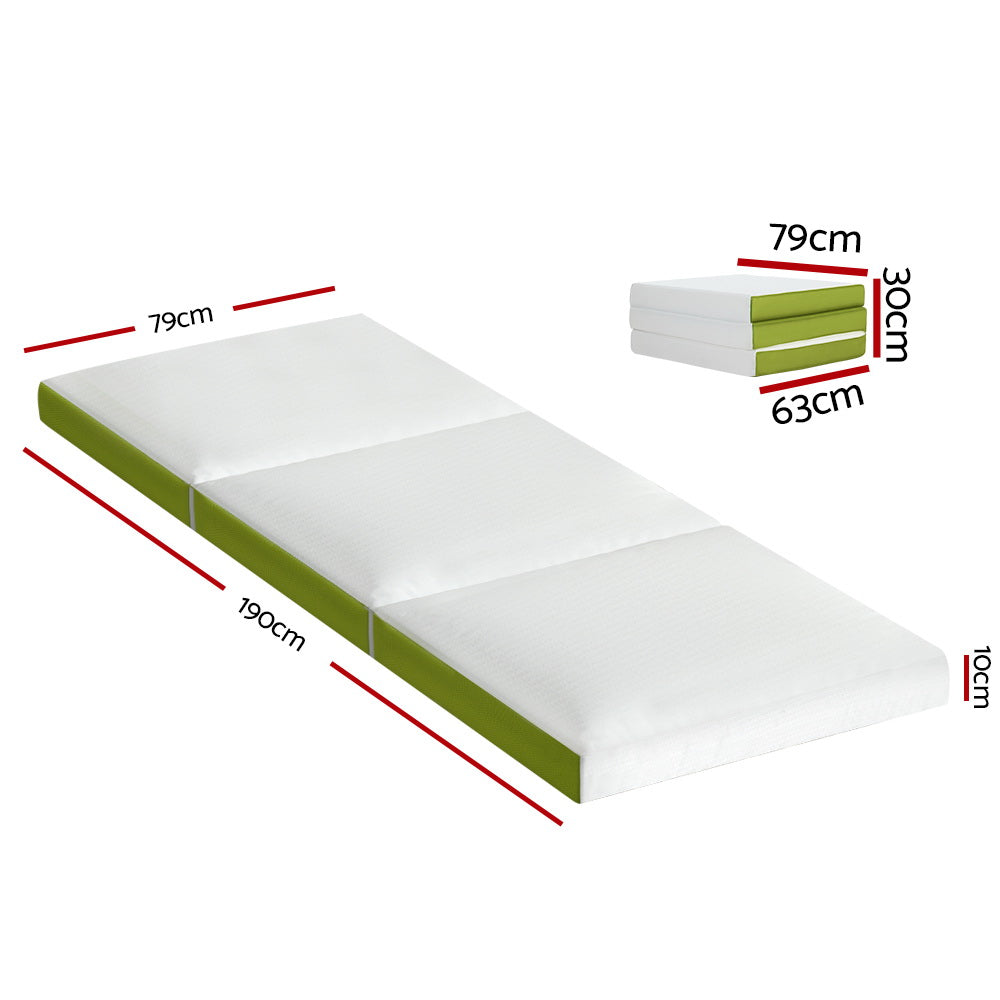 Single Size Folding Mattress 3-Fold Portable Medium Firmness 10cm Homecoze