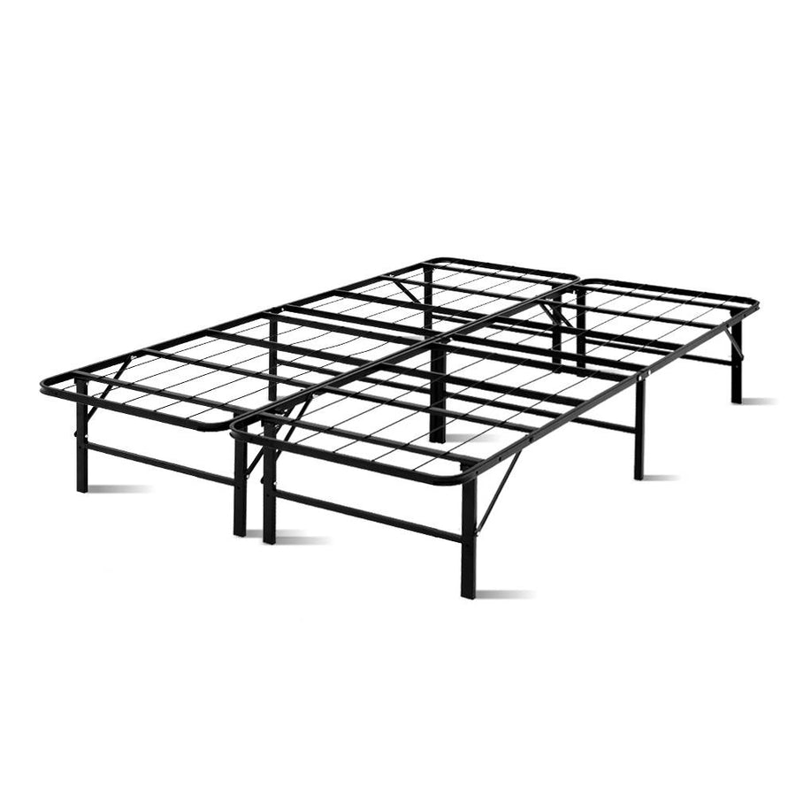 Double Portable Folding Bed Frame Metal Mattress Base - Black Homecoze